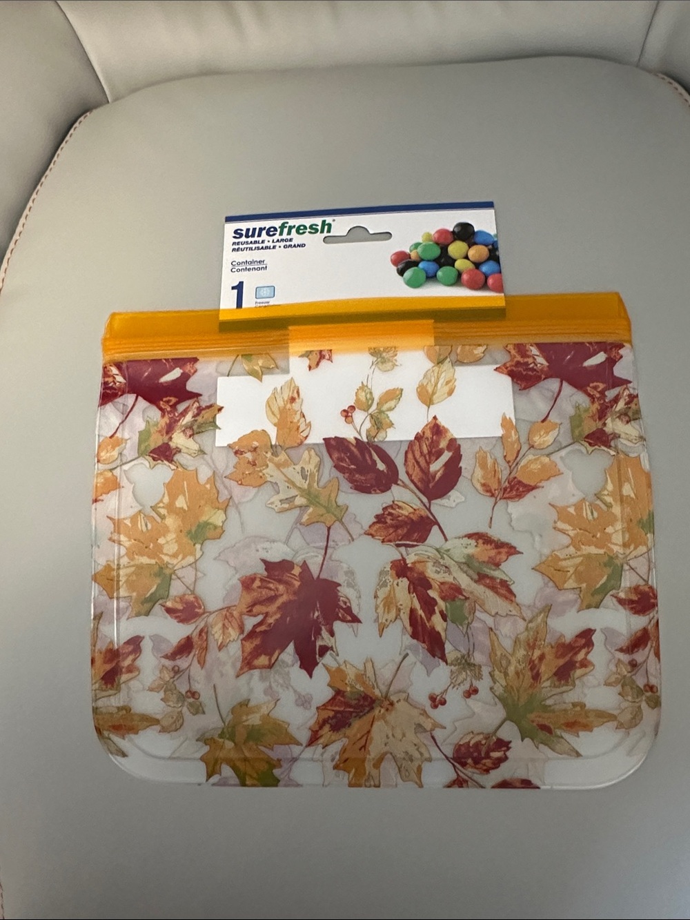 ☀️ 3/$10 Fall Leaves Reusable Bag with Orange zip closure (see description)
